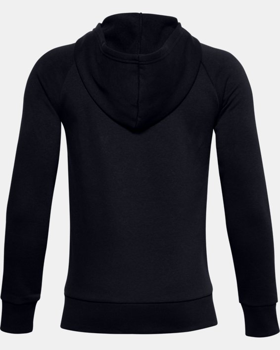 Jungen UA Rival Hoodie aus Baumwolle mit durchgehendem Zip, Black, pdpMainDesktop image number 1
